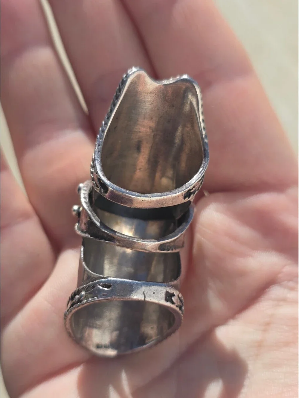 VTG 925 Sterling Silver Articulated Full Finger Ring 28g Sz 9 Gothic Renaissance
